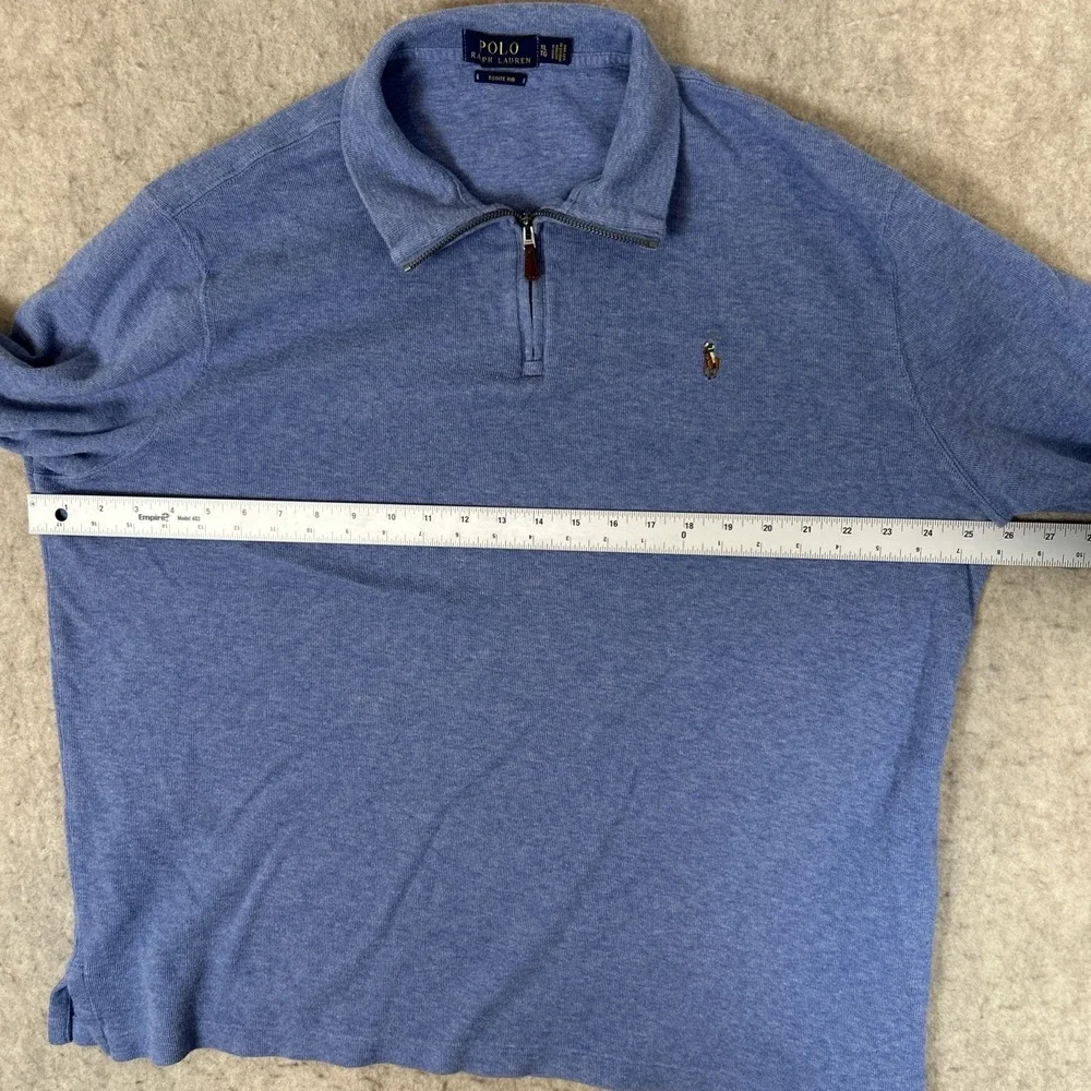 Polo Ralph Lauren Estate Rib 1/4 Zip Sweater Men's XL Blue Flesh‎ Pony